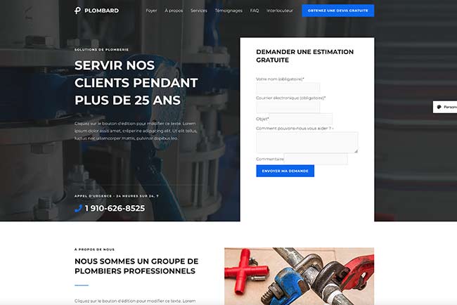 site internet template pour plombiers - création de site e mensualités par X-Marques