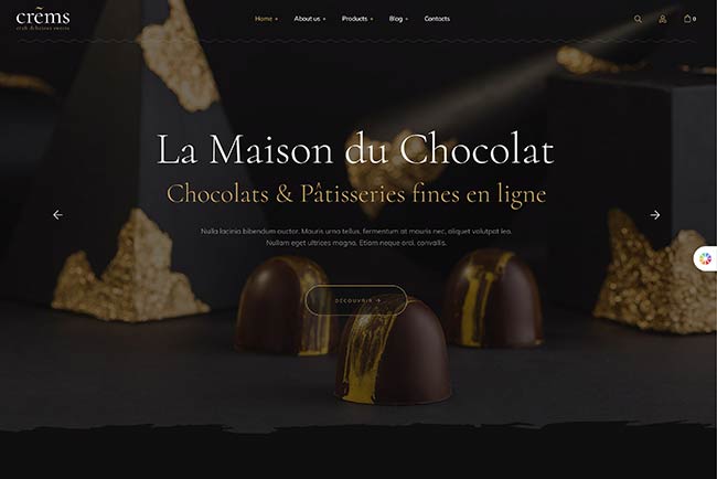 couverure pour template démo de site internet en mensualités pour Chocolaterie et Pâtisserie