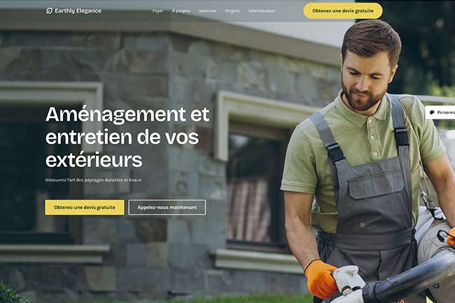 template couverture de site internet pour Paysagistes, jardiniers, entretien de espaces-verts