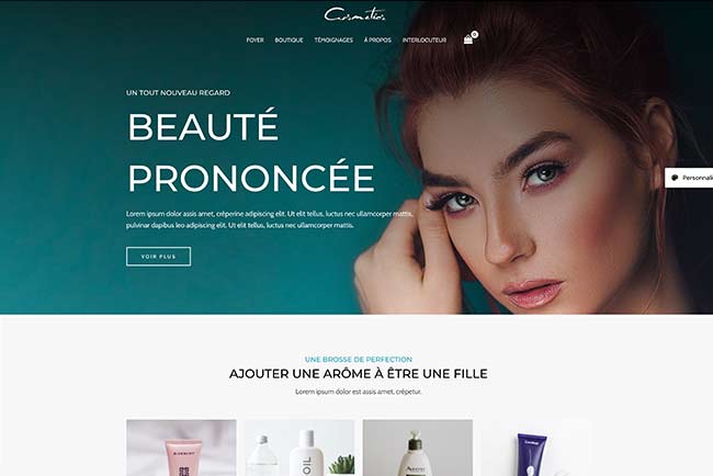 template pour site internet d'entreprise de cosmetiques